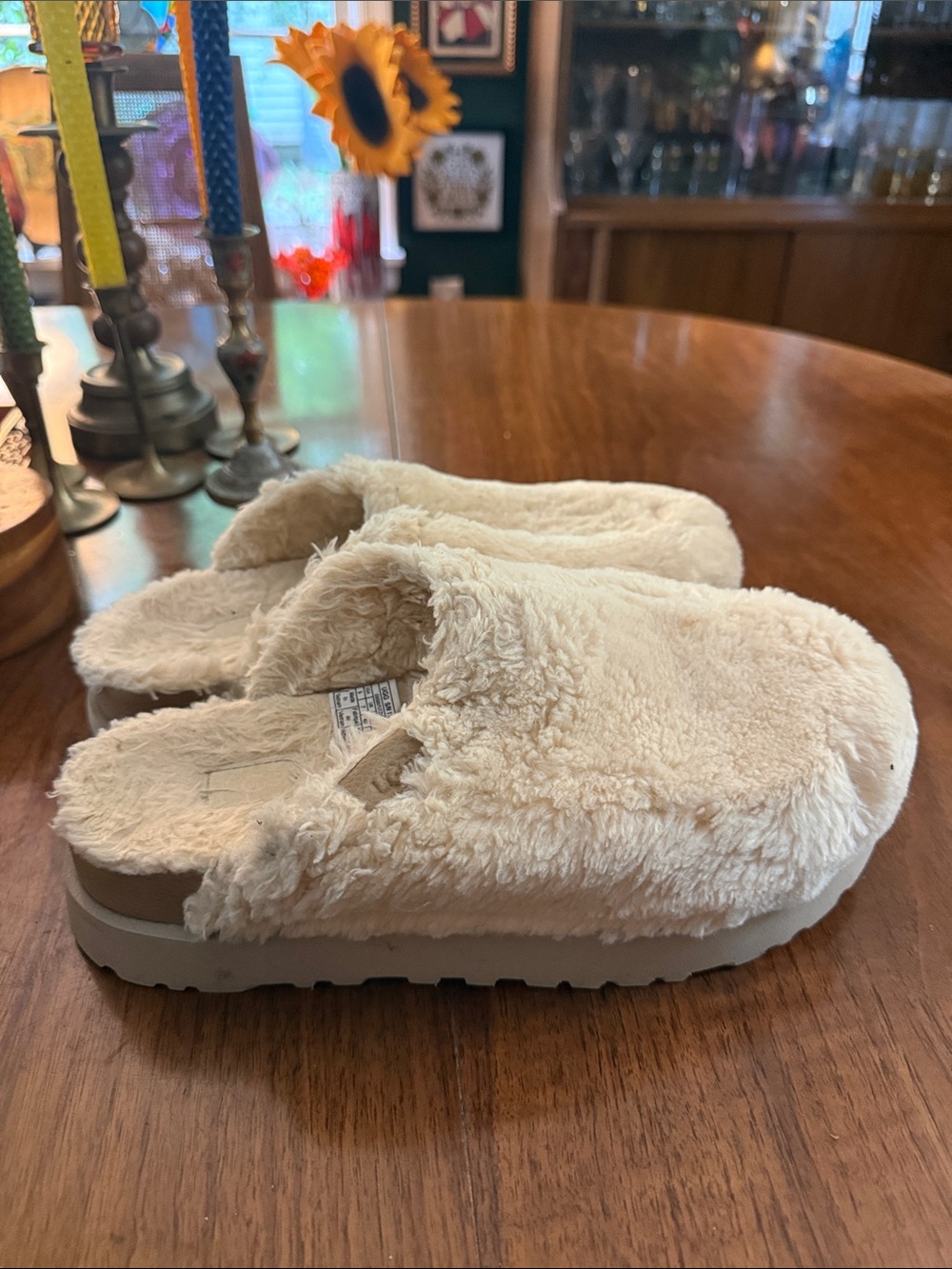Ugg Plush Cream Fuzzy Slip-On Clogs